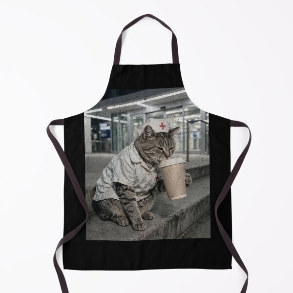 Item preview, Exhausted Nurse Cat Coffee Break - Night Shift designed and sold by Neurospicy Trolls.