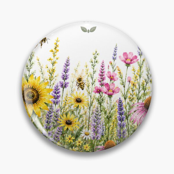 Item preview, Bee Meadow Wildflower Garden | Watercolor Pollinator Art | Whiskered Garden designed and sold by Whiskered Garden Studio.