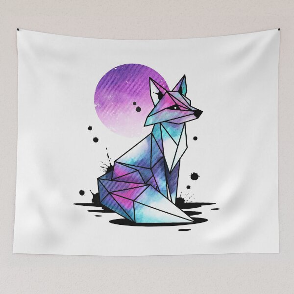 Item preview, Origami Fox Watercolor Geometric Art Print | Colorful Polygon Animal Illustration designed and sold by Kumabushi.
