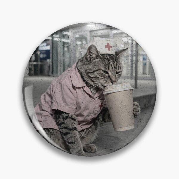 Item preview, Tired Nurse Cat On Coffee Break - Night Shift designed and sold by Neurospicy Trolls.