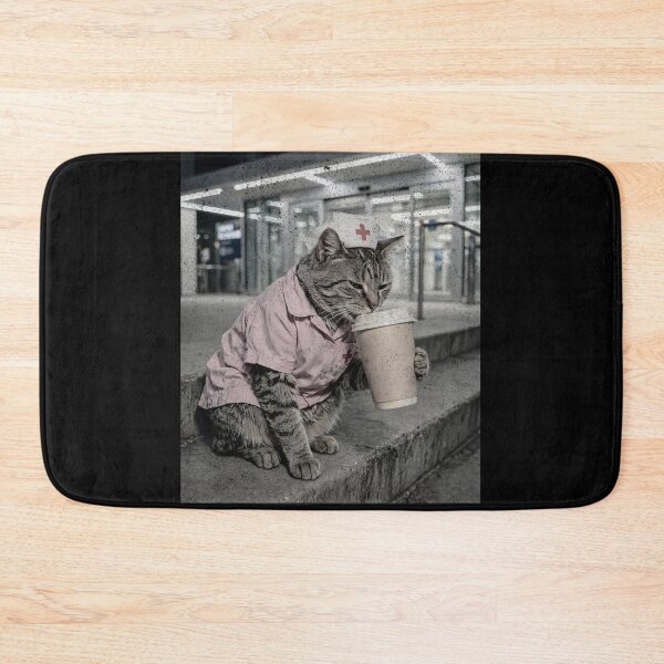 Item preview, Tired Nurse Cat On Coffee Break - Night Shift designed and sold by Neurospicy Trolls.