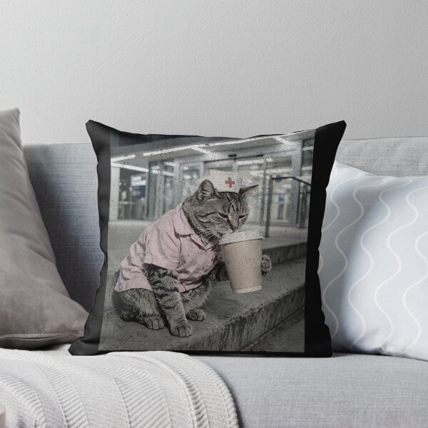 Item preview, Tired Nurse Cat On Coffee Break - Night Shift designed and sold by Neurospicy Trolls.