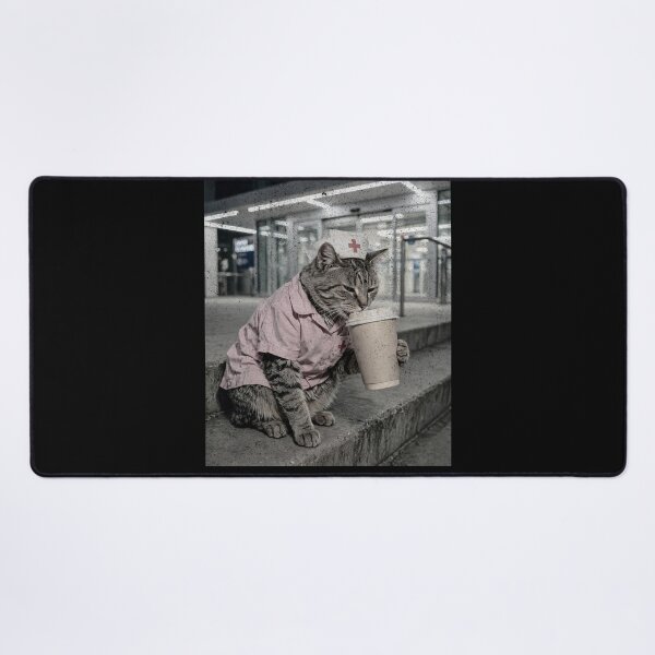 Item preview, Tired Nurse Cat On Coffee Break - Night Shift designed and sold by Neurospicy Trolls.