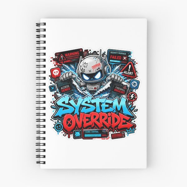 Item preview, SYSTEM OVERRIDE Graffiti Sticker PNG | Futuristic Robot Cyberpunk Gaming Design | AI Tech Vinyl Decal for Laptop, PC, Journal & Water Bottle designed and sold by Stylestickers55.