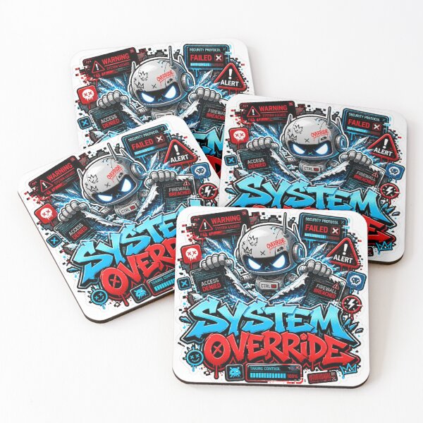 Item preview, SYSTEM OVERRIDE Graffiti Sticker PNG | Futuristic Robot Cyberpunk Gaming Design | AI Tech Vinyl Decal for Laptop, PC, Journal & Water Bottle designed and sold by Stylestickers55.