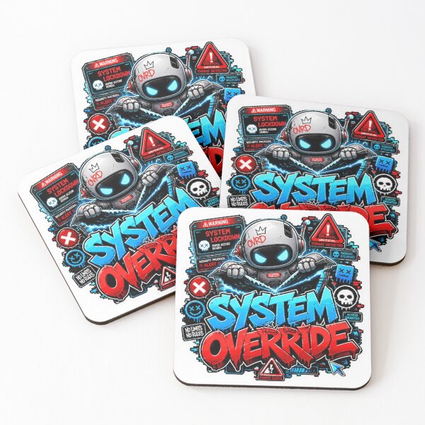Item preview, SYSTEM OVERRIDE Cyber Robot Sticker PNG | Neon AI Graffiti Design | Futuristic Gamer Tech Vinyl Decal | Laptop, Console & PC Aesthetic designed and sold by Stylestickers55.
