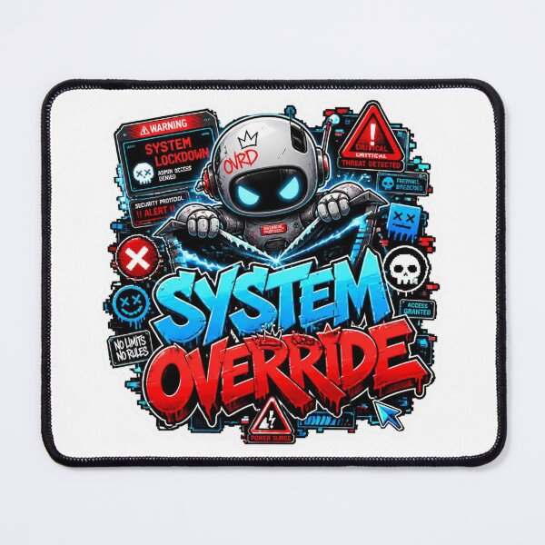 Item preview, SYSTEM OVERRIDE Cyber Robot Sticker PNG | Neon AI Graffiti Design | Futuristic Gamer Tech Vinyl Decal | Laptop, Console & PC Aesthetic designed and sold by Stylestickers55.