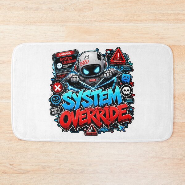 Item preview, SYSTEM OVERRIDE Cyber Robot Sticker PNG | Neon AI Graffiti Design | Futuristic Gamer Tech Vinyl Decal | Laptop, Console & PC Aesthetic designed and sold by Stylestickers55.