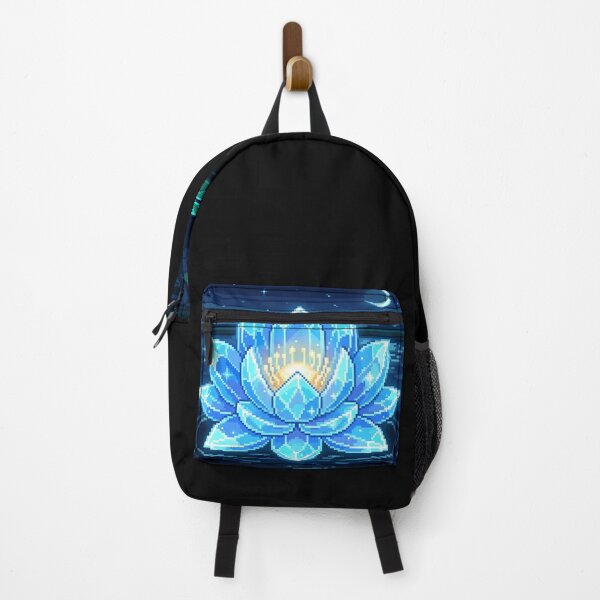 Item preview, Blue Crystal Lotus Pixel Art Night Moonlit Fantasy Botanical designed and sold by MoqunaDesign.