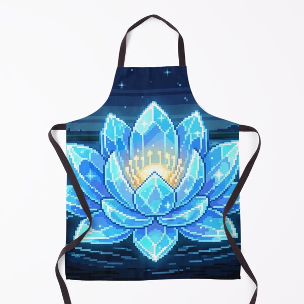 Item preview, Blue Crystal Lotus Pixel Art Night Moonlit Fantasy Botanical designed and sold by MoqunaDesign.