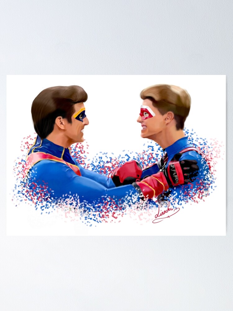 Poster « Croquis du capitaine Man et Kid Danger », par Linneke | Redbubble