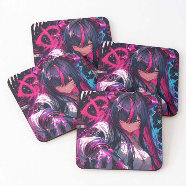 Item preview, Cyber Demon Queen – Neon Anime Girl with Crimson Armor | Dark Fantasy Aesthetic Art Print designed and sold by Dyan4.