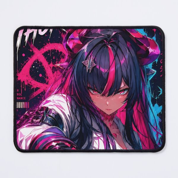 Item preview, Cyber Demon Queen – Neon Anime Girl with Crimson Armor | Dark Fantasy Aesthetic Art Print designed and sold by Dyan4.