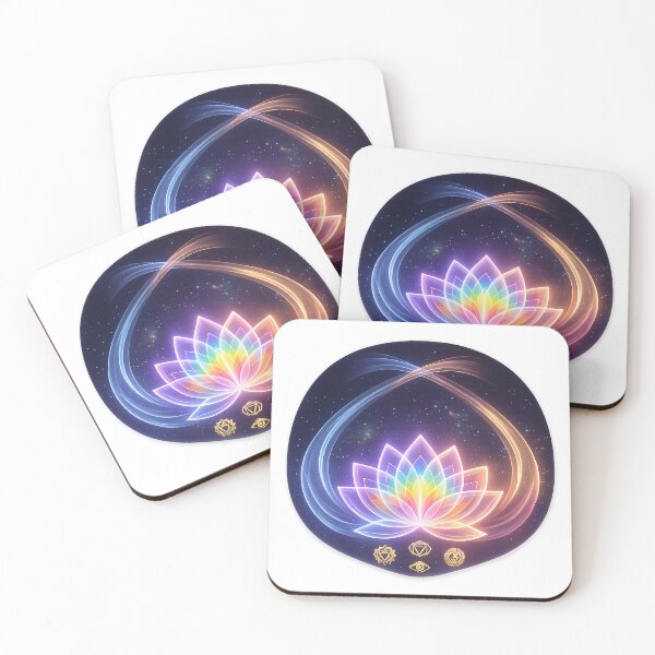 Item preview, Cosmic Chakra Lotus: Rainbow Balance & Spiritual Symbols designed and sold by Duoluminis-luminko.