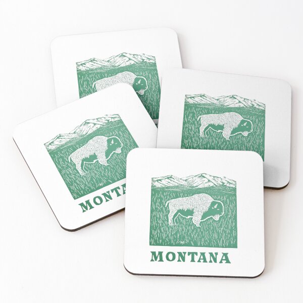 Item preview, Montana Bison Mountains Block Print designed and sold by tiigerdad.