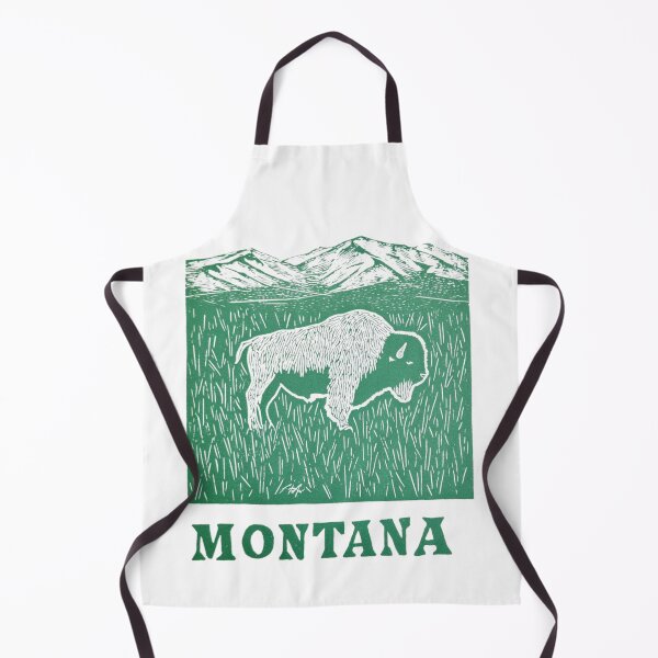 Item preview, Montana Bison Mountains Block Print designed and sold by tiigerdad.