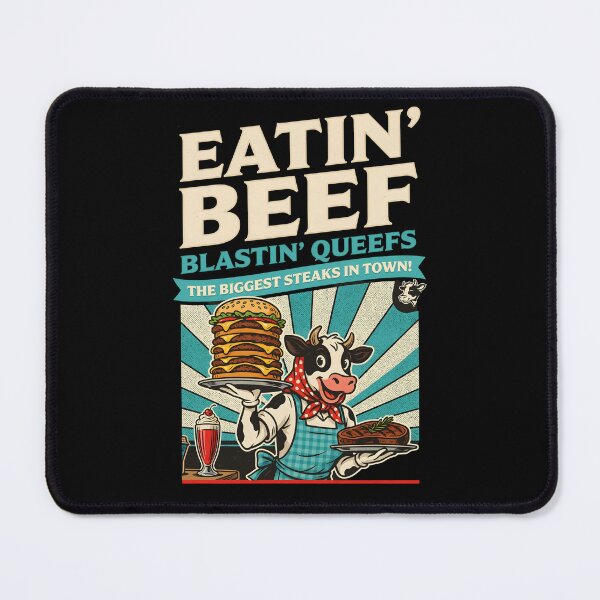 Item preview, Eatin Beef Blastin Queefs Funny BBQ Meme for Dark Humor Fans designed and sold by Redgiant87x.