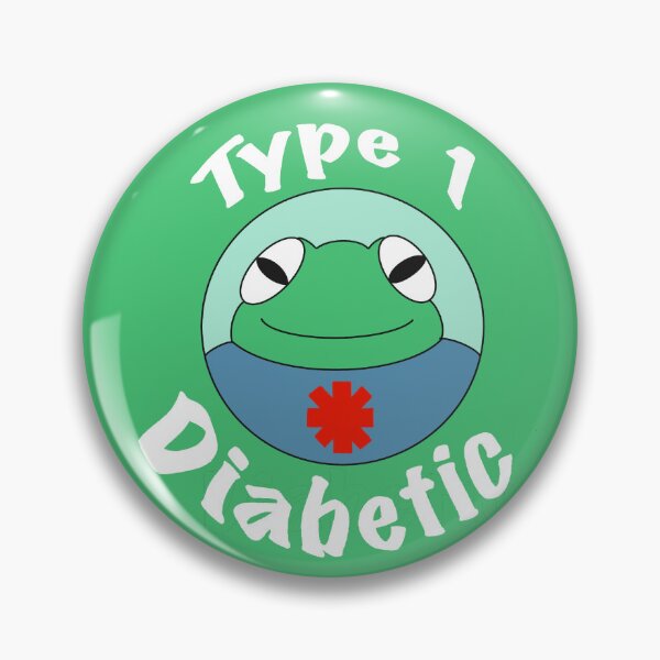Item preview, Type 1 diabetic frog badge designed and sold by Amyjanedoodles.