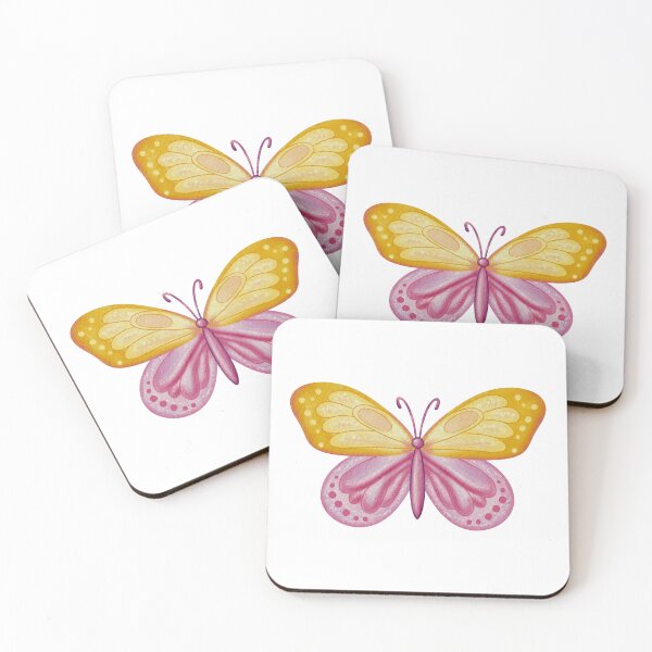 Item preview, Yellow and Pink Butterfly Digital Illustration designed and sold by ArtTinulyaOk.