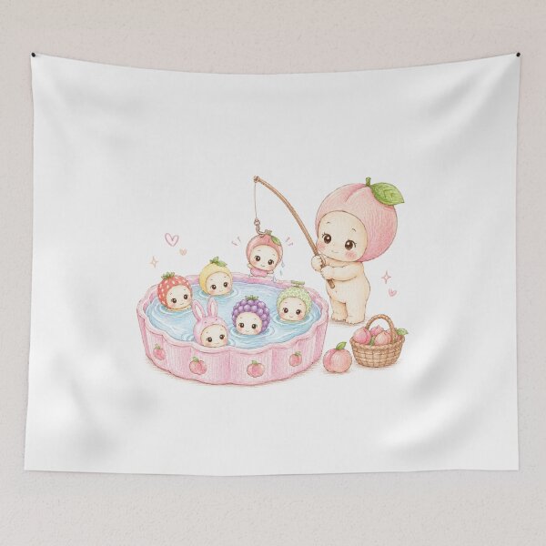 Item preview, Peach Sonny fishing designed and sold by FeelTheDrawing.