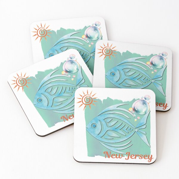 Item preview, New Jersey Tropical Fish Watercolor Beach Design designed and sold by DonnaRaine.