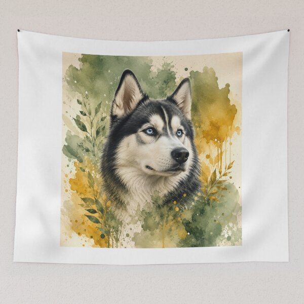 Item preview, Husky Watercolor Green Mustard | Premium Unisex T-Shirt | Nature & Dog Lover Gift designed and sold by TimberTail8.
