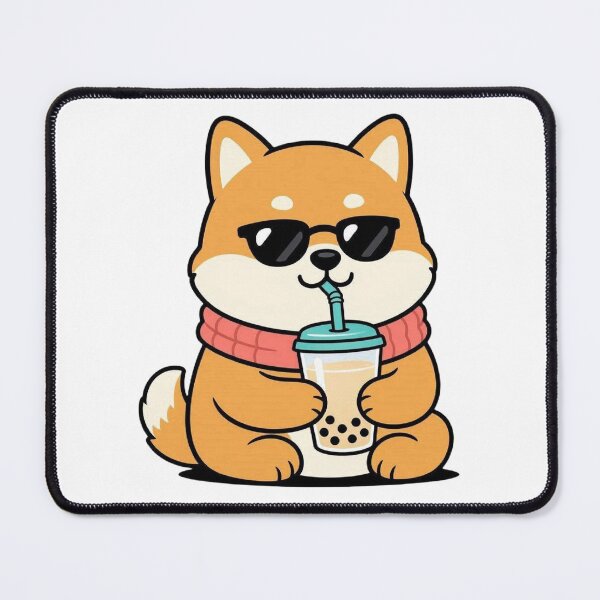 Item preview, Cute Shiba Inu Dog Drinking Boba Milk Tea designed and sold by BobaCatDesign.