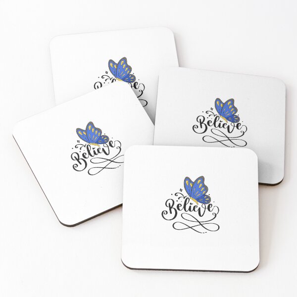 Item preview, Believe Butterfly Calligraphy - Motivational Blue Butterfly Art designed and sold by Sarah'sCreativeLab.