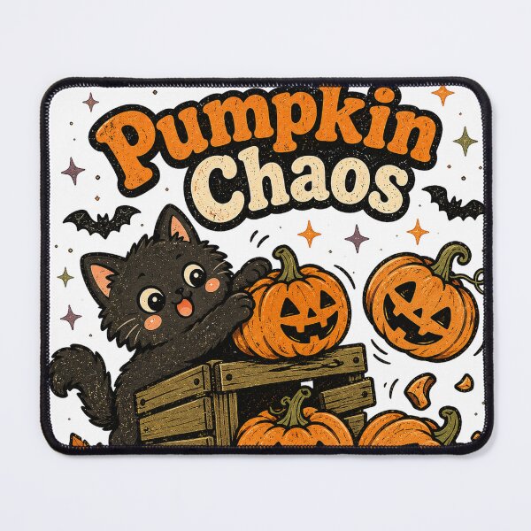 Item preview, Black Cat Pumpkin Chaos Halloween Cute Pumpkin Cat Autumn Spooky Kawaii Fall Vintage Retro Illustration designed and sold by Ghostly Cats.
