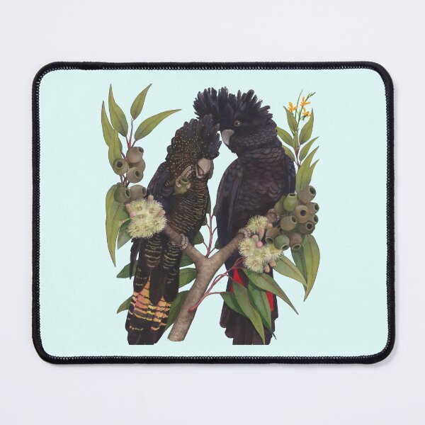 Item preview, Red-Tailed Black Cockatoo Gum Blossoms, Australian Bird wildlife / Bird Lovers men women kids designed and sold by Amelia ART G.