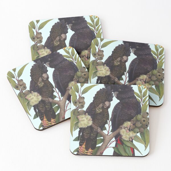 Item preview, Red-Tailed Black Cockatoo Gum Blossoms, Australian Bird wildlife / Bird Lovers men women kids designed and sold by Amelia ART G.