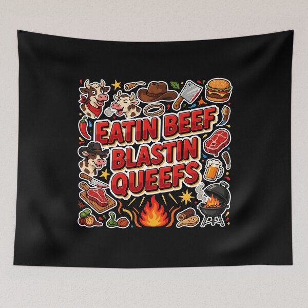 Item preview, Eatin Beef Blastin Queefs Meme Quote for Chaotic Funny People designed and sold by Redgiant87x.