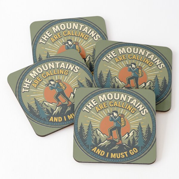 Item preview, The Mountains Are Calling and I Must Go — Vintage Hiking Badge Photographer Outdoors Art designed and sold by Amplify-n-Co.
