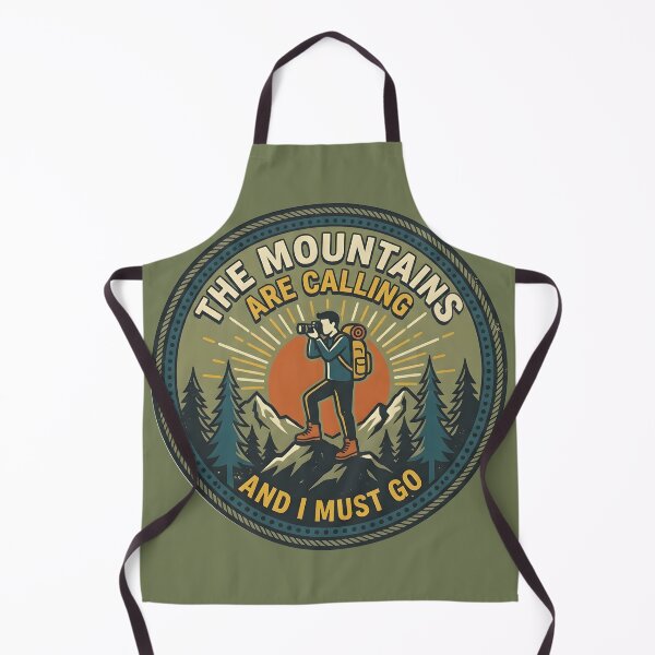 Item preview, The Mountains Are Calling and I Must Go — Vintage Hiking Badge Photographer Outdoors Art designed and sold by Amplify-n-Co.