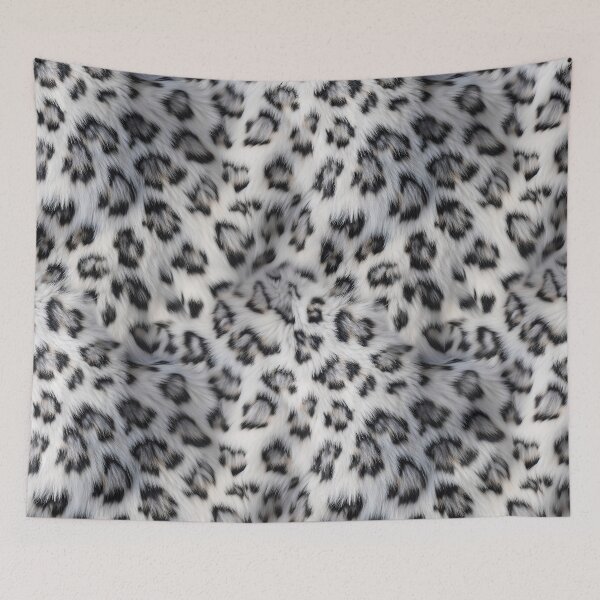Item preview, Snow Leopard Back Fur Pattern - Realistic White & Grey Design designed and sold by Nine Lives Studio.