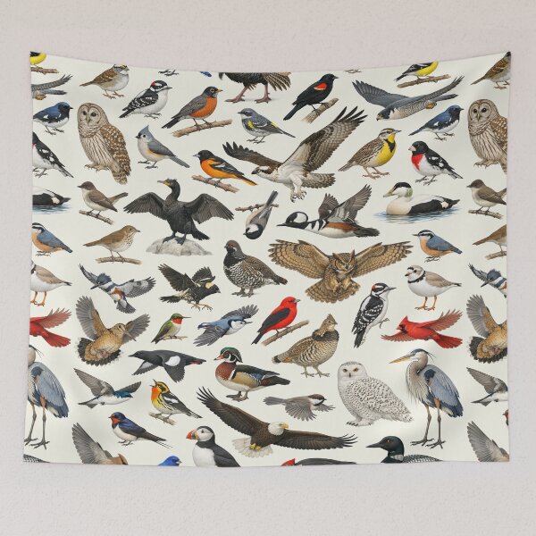 Item preview, Native Birds of Maine Retro Style Identification Chart designed and sold by kakarikihill.