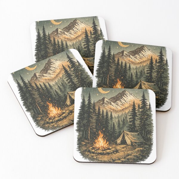 Item preview, Vintage Camping Mountain Night designed and sold by ZIZO1991.