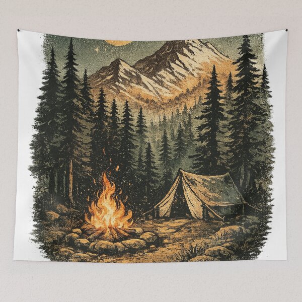 Item preview, Vintage Camping Mountain Night designed and sold by ZIZO1991.