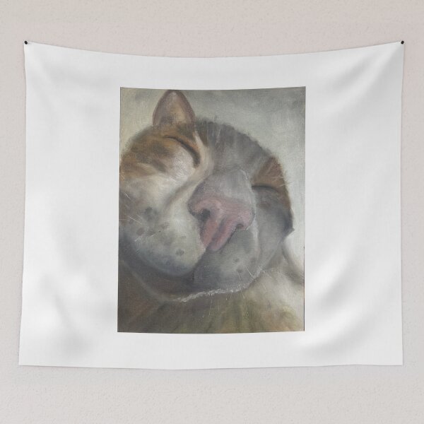 Item preview, Sleeping funny Cat Close-Up Oil Painting designed and sold by creativevandal.