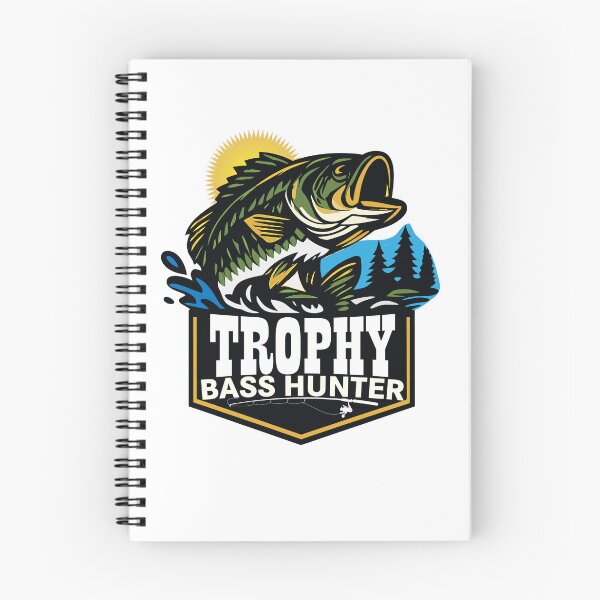 Item preview, Bass fishing Illustration in logo style with custom text "Trophy Bass Hunter". designed and sold by Art-Horizon.