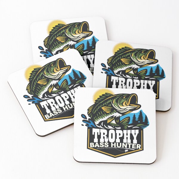 Item preview, Bass fishing Illustration in logo style with custom text "Trophy Bass Hunter". designed and sold by Art-Horizon.