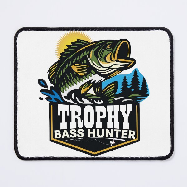 Item preview, Bass fishing Illustration in logo style with custom text "Trophy Bass Hunter". designed and sold by Art-Horizon.