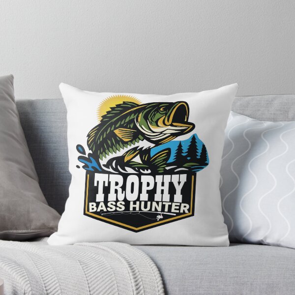 Item preview, Bass fishing Illustration in logo style with custom text "Trophy Bass Hunter". designed and sold by Art-Horizon.
