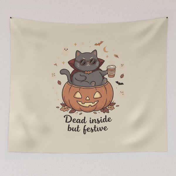 Item preview, Dead Inside But Festive Halloween Cat Design designed and sold by WillCraftx.