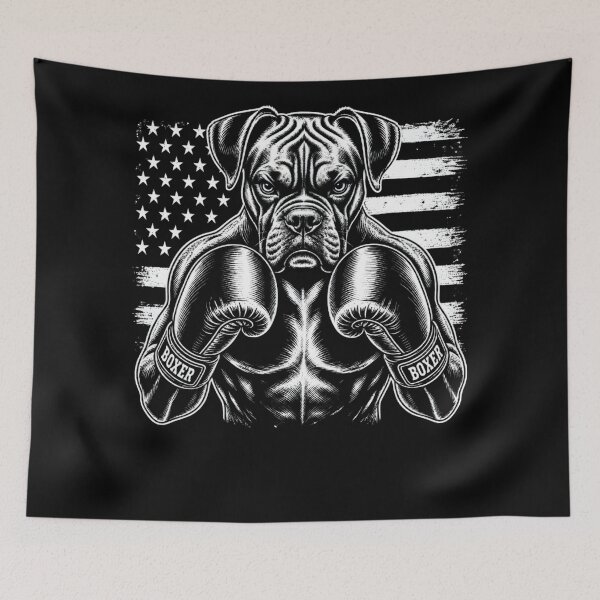 Item preview, Vintage Boxer Dog Boxing USA Line Art designed and sold by Petsthetic.