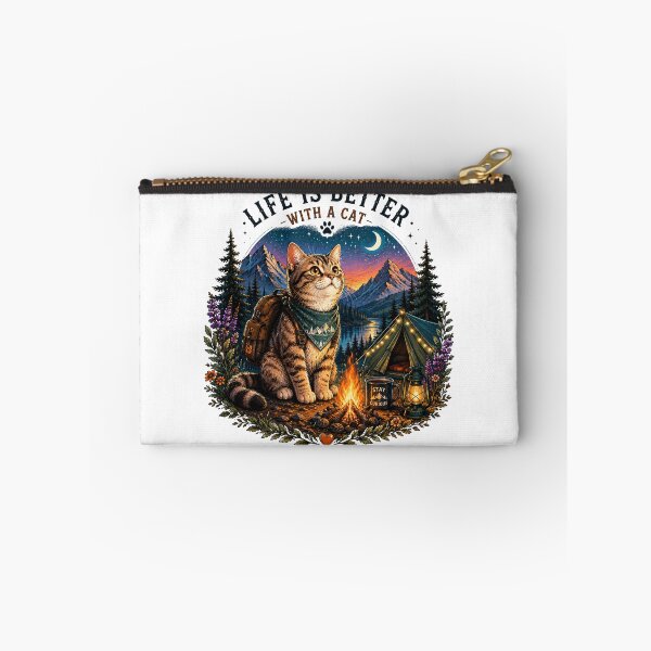 Item preview, Life Is Better With A Cat | Camping Adventure Vintage T-Shirt designed and sold by DMQ-Designs.