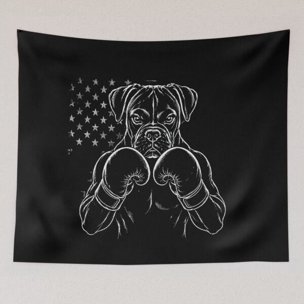 Item preview, Vintage Boxer Dog Boxing USA Line Art designed and sold by Petsthetic.