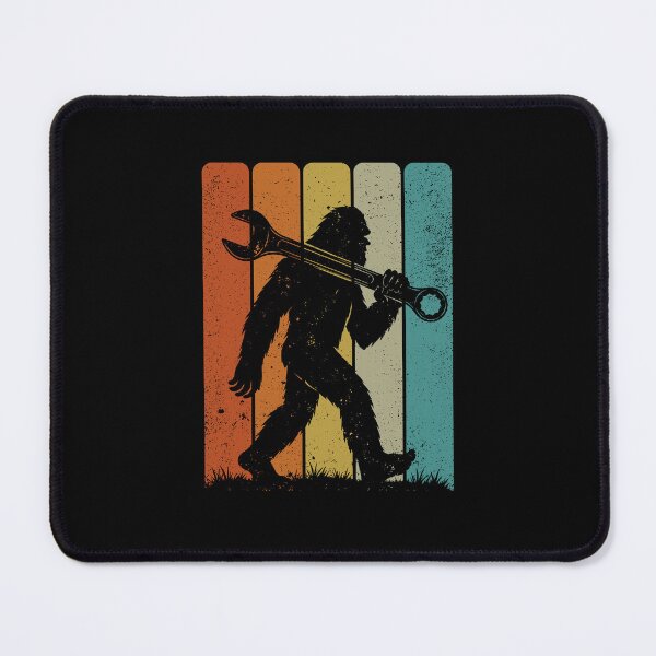 Item preview, Bigfoot Mechanic - Retro Sasquatch carrying a Giant Combination Wrench designed and sold by gunaone-design.
