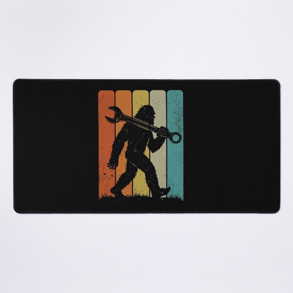 Item preview, Bigfoot Mechanic - Retro Sasquatch carrying a Giant Combination Wrench designed and sold by gunaone-design.