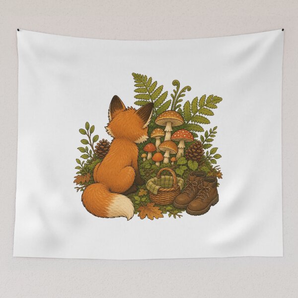 Item preview, Curious Fox Mushroom Walk designed and sold by Tatsed.